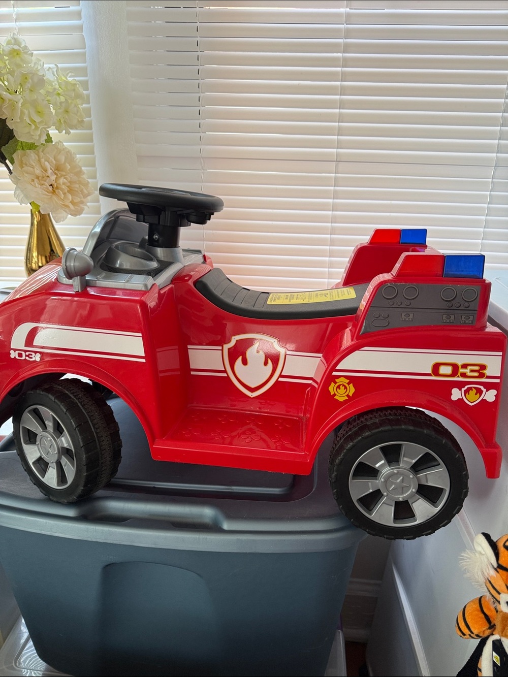 Red Kids Ride-On Fire Truck Toy - Push Car